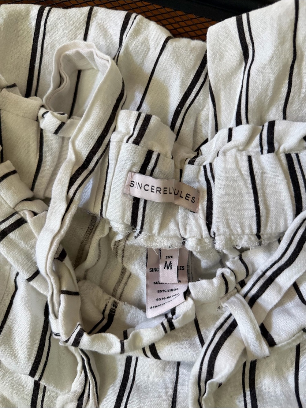 Sincerly Jules White Pants with Black Pinstripes